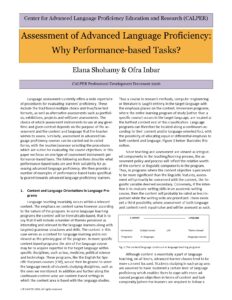 Assessment of Advanced Language Proficiency: Why Performance-based Tasks? Cover Image