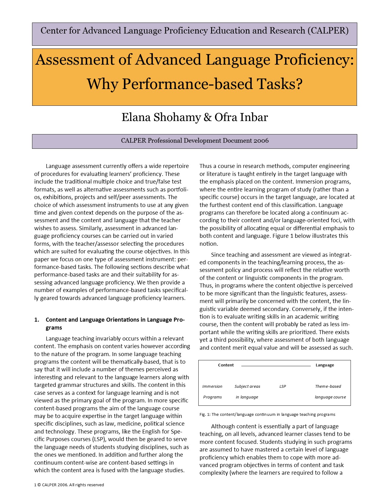 Assessment of Advanced Language Proficiency: Why Performance-based Tasks? Cover Image